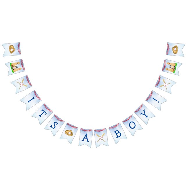 Baseball and Dogs Themed Boy's Baby Shower  Bunting Flags (All)