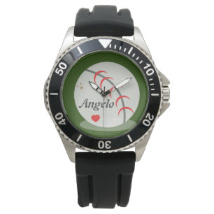 Baseball and Heart Sports Ball Mens Gift Watch
