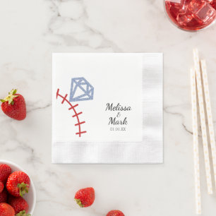 Baseball and Ring Glitter Monogram Napkins