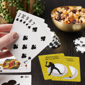 Baseball and Silhouetted Player personalize Playing Cards