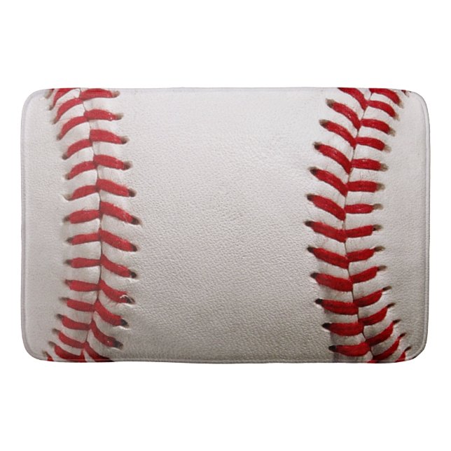 Baseball and Softball Red Stitching Bath Mat (Front)