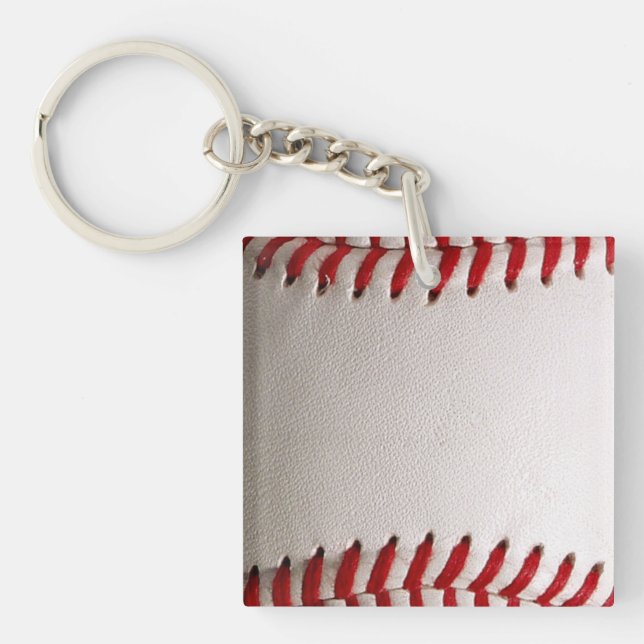 Baseball and Softball Red Stitching Keychain (Front)