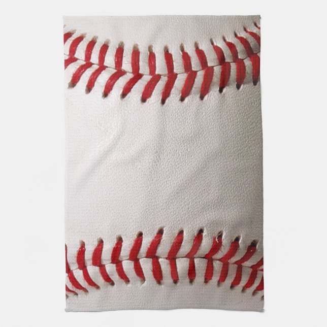 Baseball and Softball Red Stitching Kitchen Towel (Vertical)