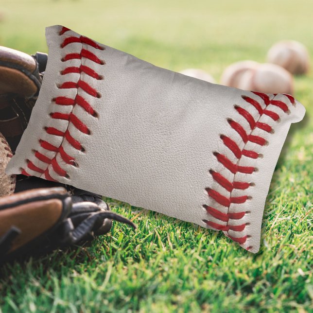 Baseball and Softball Red Stitching Lumbar Pillow (Creator Uploaded)