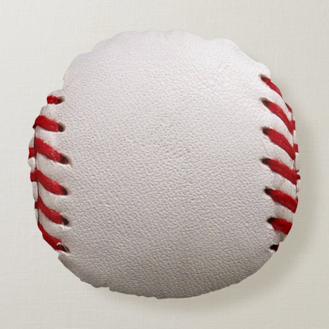 Baseball and Softball Red Stitching Round Pillow (Front)