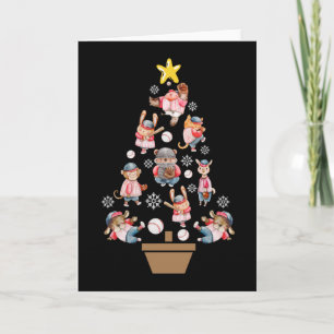 Baseball Animals Christmas Tree Card