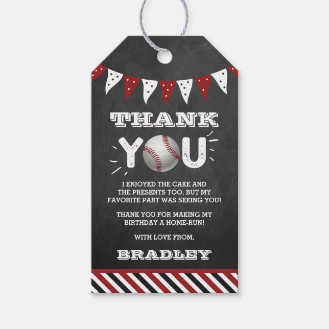 Baseball Any Age Birthday Gift Tags (Front)