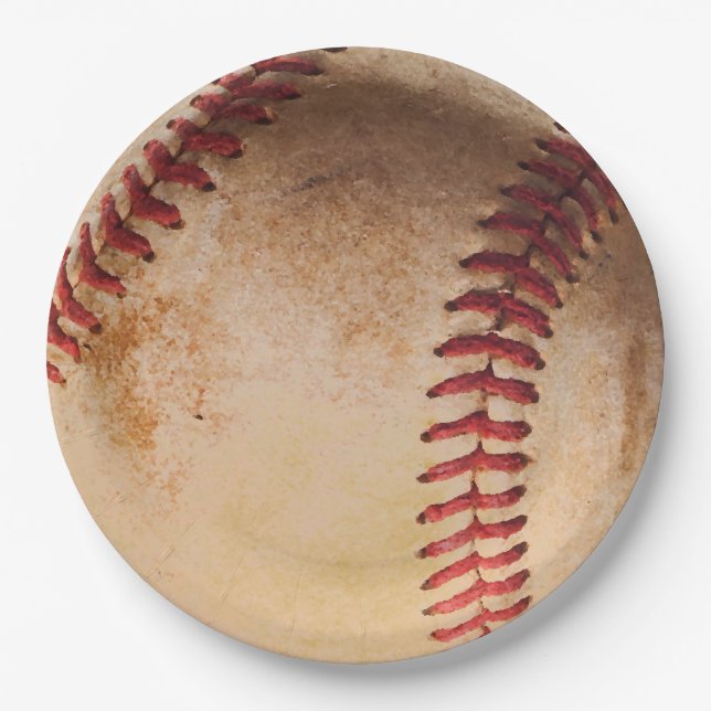 Baseball Artwork Vintage Paper Plate (Front)