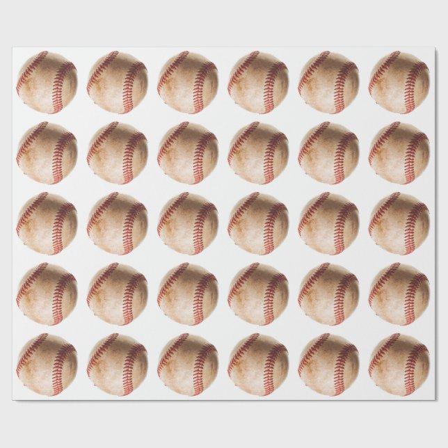 Baseball Artwork Vintage Wrapping Paper (Flat)