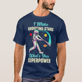 Baseball Astronaut Space Shooting Softball Batter T-Shirt