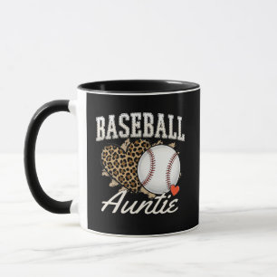 Baseball Auntie Leopard Print Heart Sports Mug