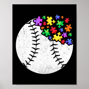 Baseball Autism Puzzle Men Women Kids Autism Aware Poster