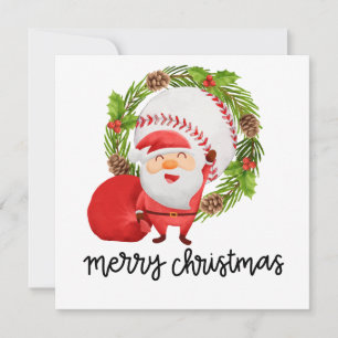 Baseball avec carte de vacances Santa Claus
