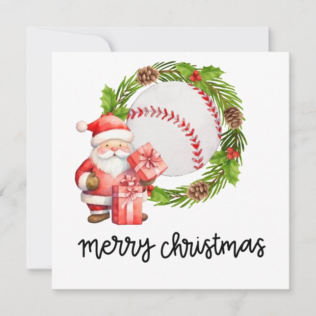 Baseball avec carte de vacances Santa Claus (Devant)
