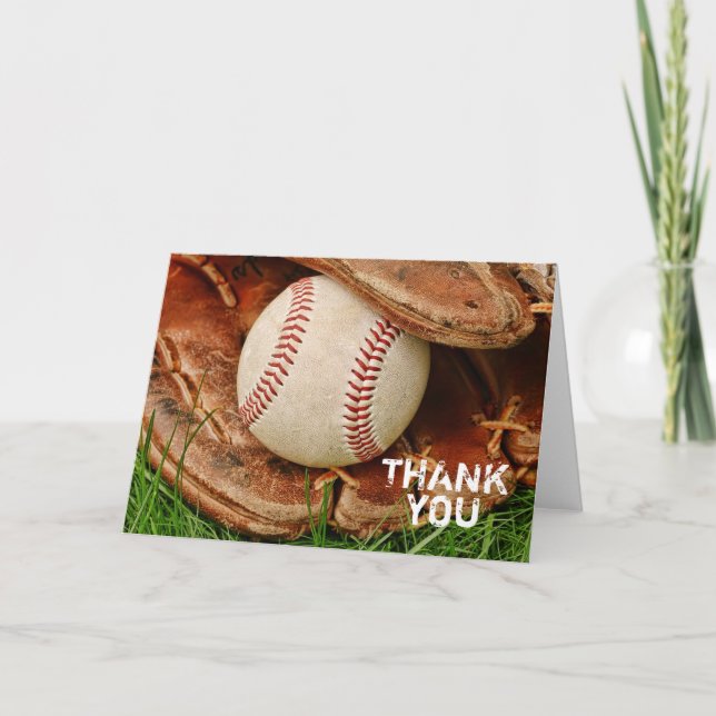Baseball avec Old Mitt Carte de remerciements (Devant)