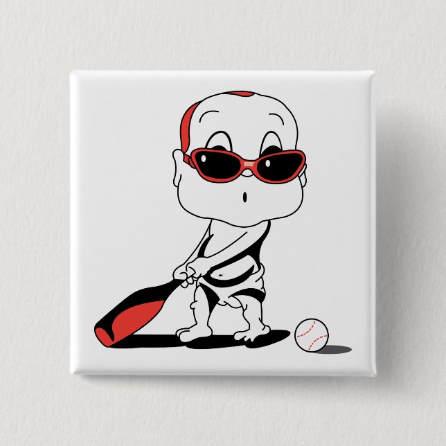 baseball baby 2 inch square button (Front)