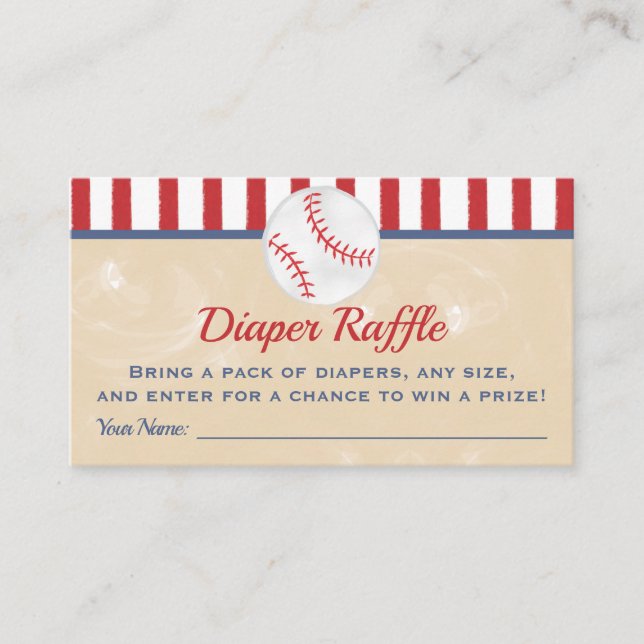 Baseball Baby Shower Diaper Raffle Ticket Enclosure Card (Front)