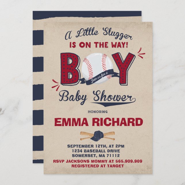 Baseball Baby Shower Invitation Baseball Shower (Front/Back)