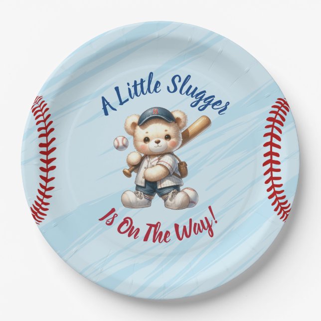 Baseball Baby Shower Paper Plate (Front)