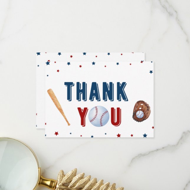Baseball Baby Shower Thank You Card (Front/Back In Situ)