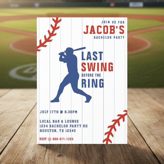 Baseball Bachelor Party Last Swing Before the Ring Invitation (Creator Uploaded)