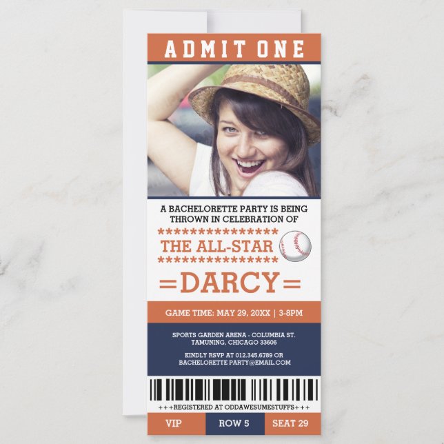 Baseball Bachelorette Party Invites (Front)