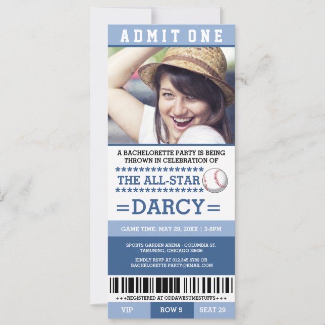 Baseball Bachelorette Party Invites (Front)