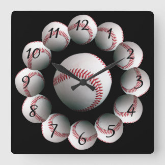 Baseball background watch square wall clock