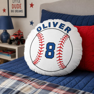 Baseball Ball Age Kids Birthday Sports Gift Round Pillow