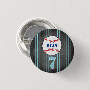 Baseball Ball Birthday Personalized Kids Party 1 Inch Round Button