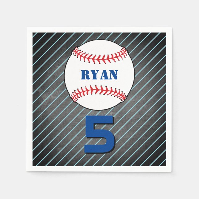 Baseball Ball Birthday Personalized Kids Party Napkin (Front)