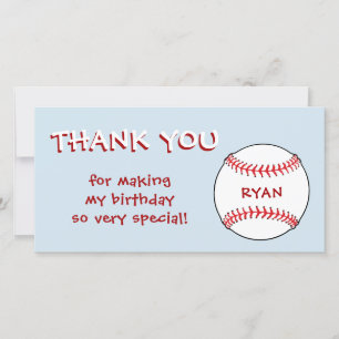 Baseball Ball Birthday Thank you Card