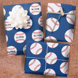 Baseball Ball Blue Pattern Kids Name Wrapping Paper Sheet<br><div class="desc">Baseball Ball Blue Pattern Kids Name Wrapping Paper Sheets. Personalize with your name or erase the text.</div>