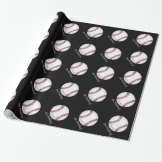 Baseball Ball Boy Birthday Personalized Name Wrapping Paper
