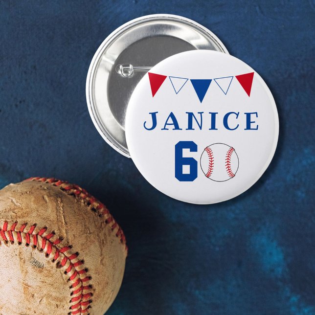 Baseball Ball Bunting Flags 60th Birthday 2 Inch Round Button (Creator Uploaded)