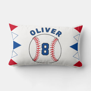 Baseball Ball Bunting Flags Kids Birthday Lumbar Pillow