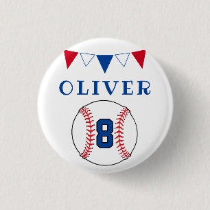 Baseball Ball Bunting Flags Kids Birthday Party 1 Inch Round Button