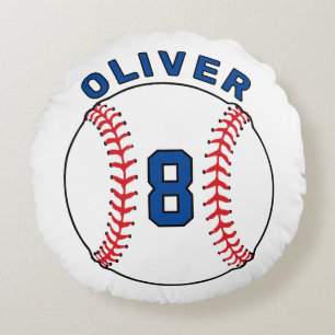 Baseball Ball Bunting Flags Kids Birthday Round Pillow