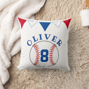 Baseball Ball Bunting Flags Kids Birthday Throw Pillow
