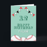 Baseball Ball Flags Sports Kids Birthday Card<br><div class="desc">Baseball Ball Bunting Flags Sports Kids Birthday Card. The design has baseball balls and birthday party bunting flags in red,  green and white colours. Add your name,  age and text and make your own birthday card. Great for boys and girls who love baseball.</div>