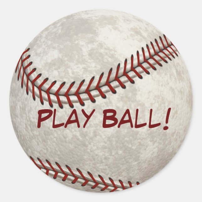 Baseball Ball Game "Play Ball!" American Past-time Classic Round Sticker (Front)