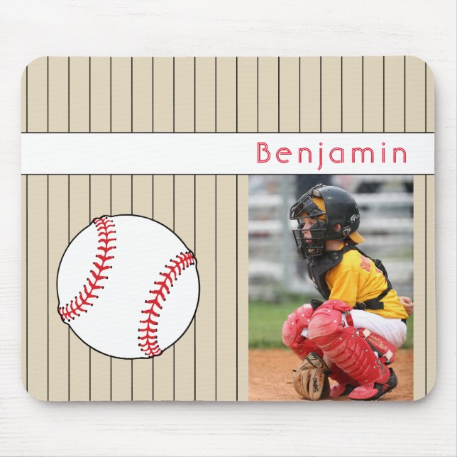 Baseball Ball Name and Photo Sports Mouse Pad (Front)
