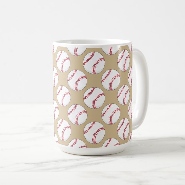 Baseball Ball Pattern Coffee Mug (Front Right)