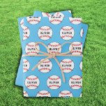 Baseball Ball Pattern Kids Name Birthday Wrapping  Wrapping Paper Sheet<br><div class="desc">Baseball Ball Pattern Kids Name Birthday Wrapping Paper Sheets. Baseball pattern with name on a blue background. Personalize with your name or erase the text.</div>