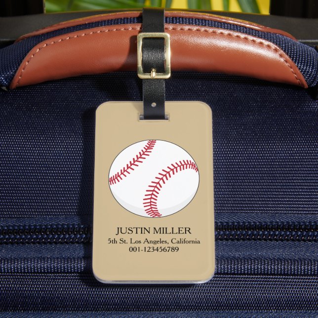 Baseball Ball Personalize Luggage Tag (Front Insitu 2)
