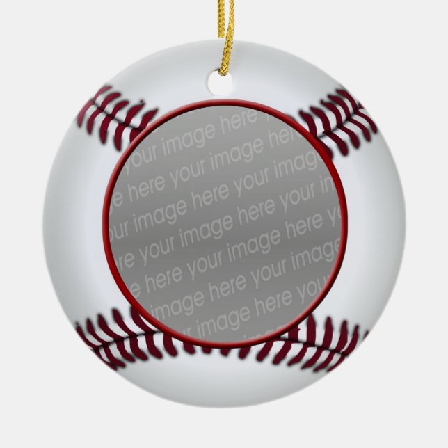 baseball ball photo ornament (Front)