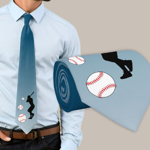 Baseball Ball Player Black Silhouette Blue Tie