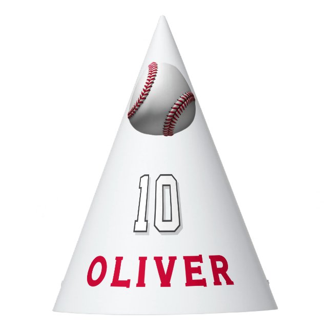 Baseball Ball Player Themed Birthday  Party Hat (Front)