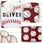 Baseball Ball Red Pattern Kids Name Birthday Wrapping Paper Sheet<br><div class="desc">Baseball Ball Red Pattern Kids Name Birthday Wrapping Paper Sheets. Personalize with your name or erase the text.</div>