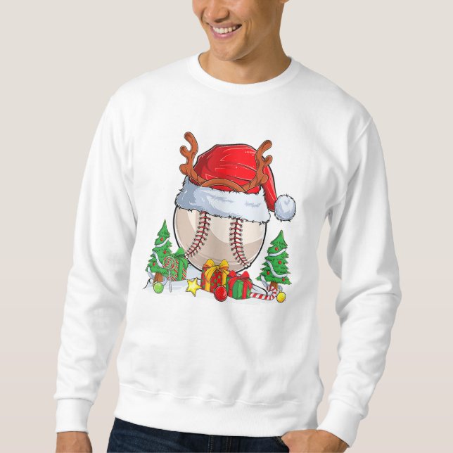 Baseball Ball Santa Hat Sweatshirt (Front)